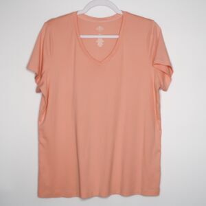 St. John's Bay Womens Essential Tee Size XXL Pink Peach Salmon Cotton Basics